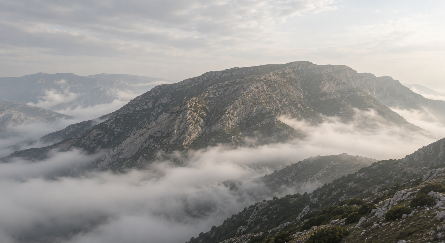 Lebanese mountain peaks above the clouds